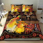 Australia and Papua New Guinea Together Bedding Set Kangaroo Aboriginal Art and Bird-of-paradise Oro Tribal Motifs - Aussie Hoodie