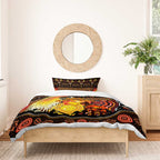 Australia and Papua New Guinea Together Bedding Set Kangaroo Aboriginal Art and Bird-of-paradise Oro Tribal Motifs - Aussie Hoodie