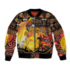 Personalized Australia and Papua New Guinea Together Bomber Jacket Kangaroo Aboriginal Art and Bird-of-paradise Oro Tribal Motifs - Aussie Hoodie