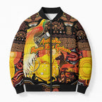 Personalized Australia and Papua New Guinea Together Bomber Puffer Jacket Kangaroo Aboriginal Art and Bird-of-paradise Oro Tribal Motifs - Aussie Hoodie