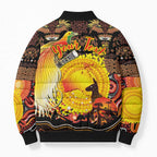 Personalized Australia and Papua New Guinea Together Bomber Puffer Jacket Kangaroo Aboriginal Art and Bird-of-paradise Oro Tribal Motifs - Aussie Hoodie