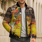 Personalized Australia and Papua New Guinea Together Bomber Puffer Jacket Kangaroo Aboriginal Art and Bird-of-paradise Oro Tribal Motifs - Aussie Hoodie