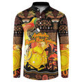 Personalized Australia and Papua New Guinea Together Button Sweatshirt Kangaroo Aboriginal Art and Bird-of-paradise Oro Tribal Motifs - Aussie Hoodie