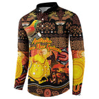 Personalized Australia and Papua New Guinea Together Button Sweatshirt Kangaroo Aboriginal Art and Bird-of-paradise Oro Tribal Motifs - Aussie Hoodie
