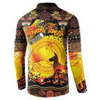 Personalized Australia and Papua New Guinea Together Button Sweatshirt Kangaroo Aboriginal Art and Bird-of-paradise Oro Tribal Motifs - Aussie Hoodie