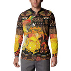 Personalized Australia and Papua New Guinea Together Button Sweatshirt Kangaroo Aboriginal Art and Bird-of-paradise Oro Tribal Motifs - Aussie Hoodie