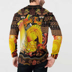 Personalized Australia and Papua New Guinea Together Button Sweatshirt Kangaroo Aboriginal Art and Bird-of-paradise Oro Tribal Motifs - Aussie Hoodie