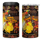 Personalized Australia and Papua New Guinea Together 4 in 1 Can Cooler Tumbler Kangaroo Aboriginal Art and Bird-of-paradise Oro Tribal Motifs - Aussie Hoodie