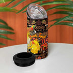 Personalized Australia and Papua New Guinea Together 4 in 1 Can Cooler Tumbler Kangaroo Aboriginal Art and Bird-of-paradise Oro Tribal Motifs - Aussie Hoodie