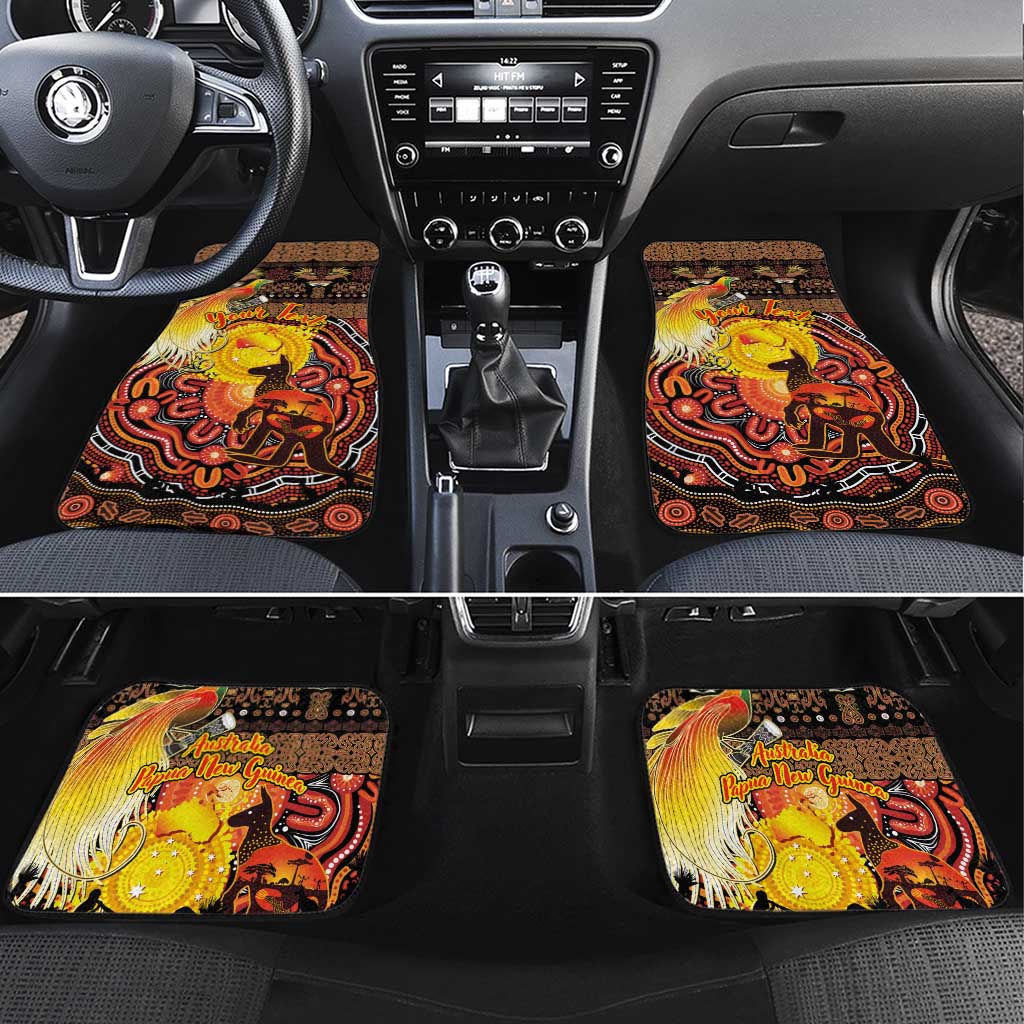 Personalized Australia and Papua New Guinea Together Car Mats Kangaroo Aboriginal Art and Bird-of-paradise Oro Tribal Motifs - Aussie Hoodie