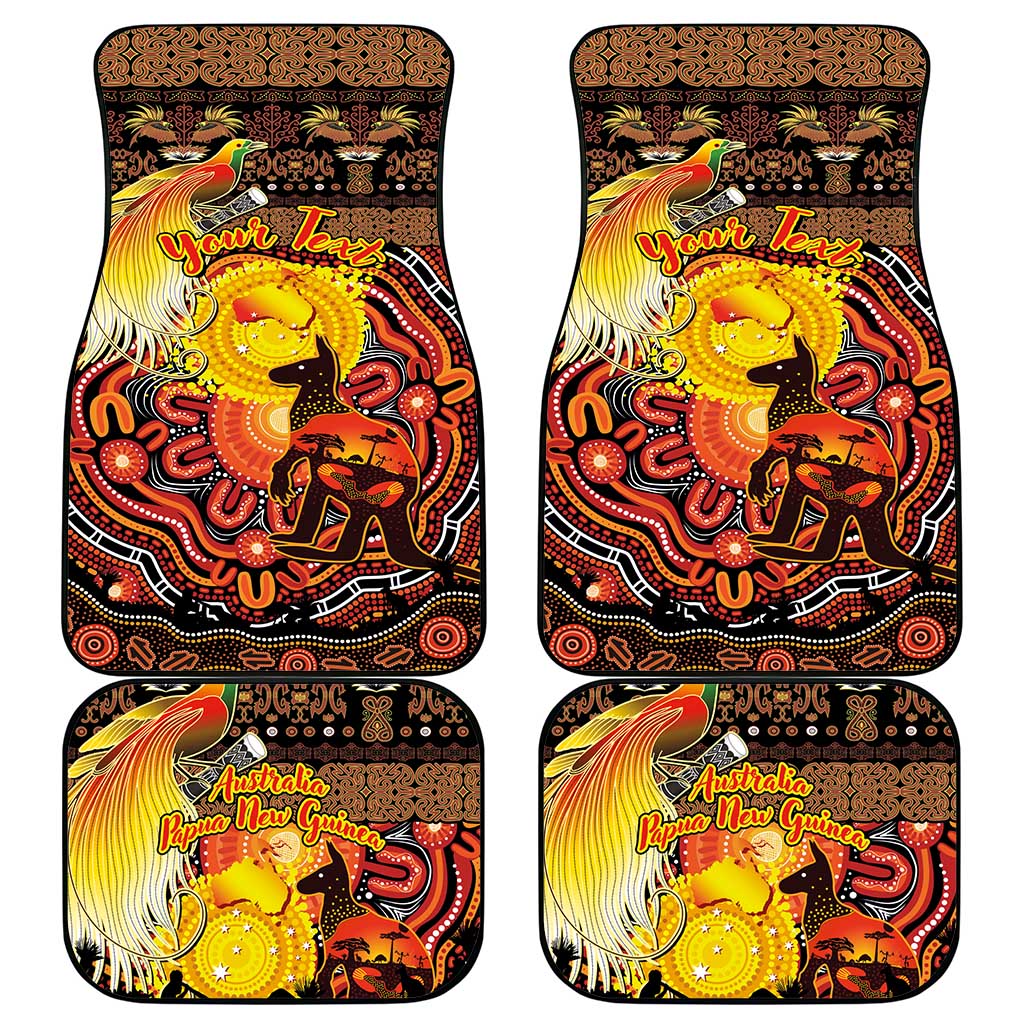 Personalized Australia and Papua New Guinea Together Car Mats Kangaroo Aboriginal Art and Bird-of-paradise Oro Tribal Motifs - Aussie Hoodie