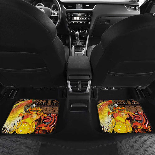 Personalized Australia and Papua New Guinea Together Car Mats Kangaroo Aboriginal Art and Bird-of-paradise Oro Tribal Motifs - Aussie Hoodie