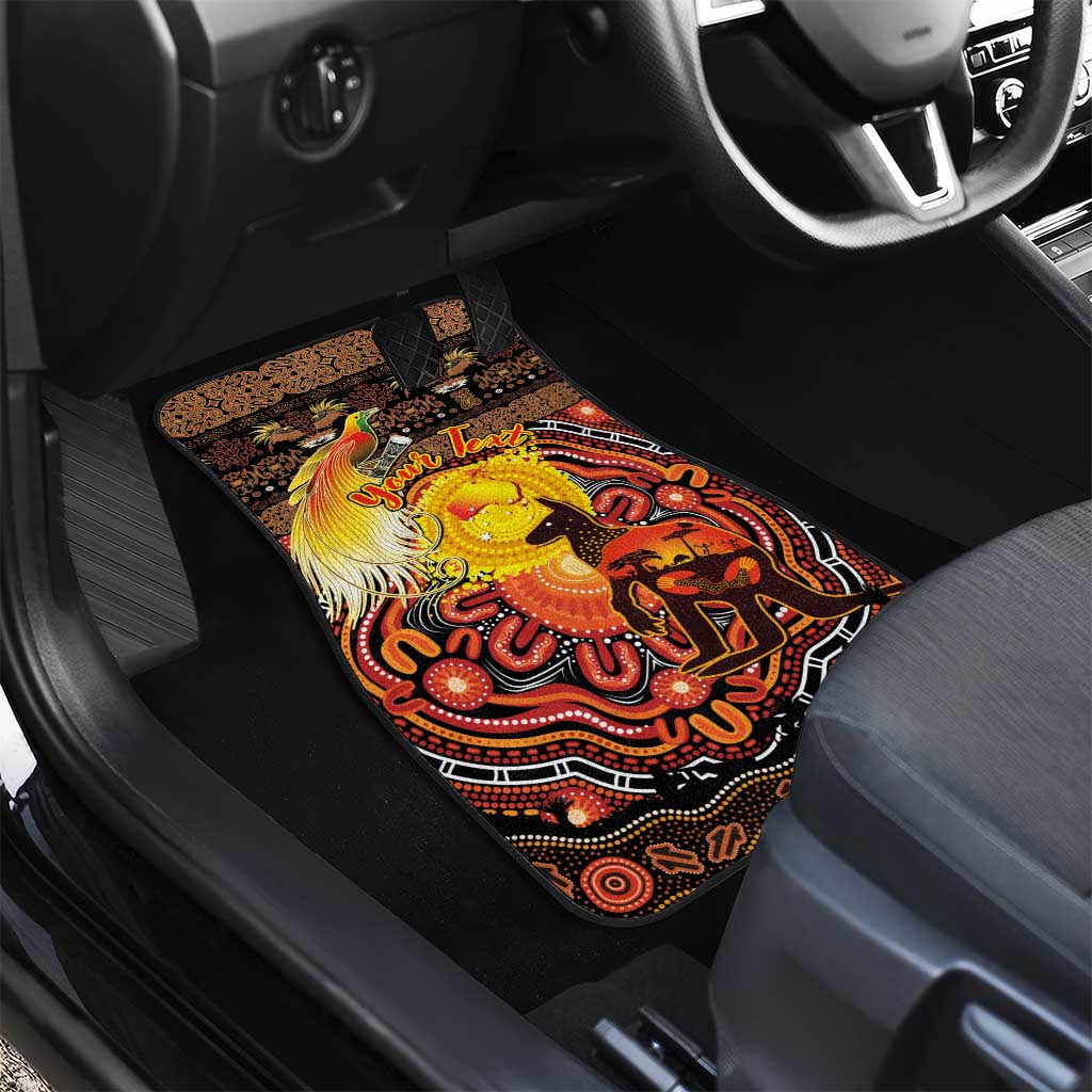 Personalized Australia and Papua New Guinea Together Car Mats Kangaroo Aboriginal Art and Bird-of-paradise Oro Tribal Motifs - Aussie Hoodie