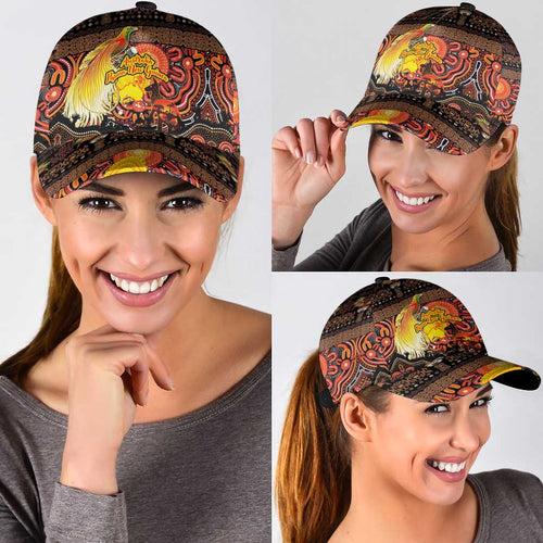 Australia and Papua New Guinea Together Classic Cap Kangaroo Aboriginal Art and Bird-of-paradise with Oro Tribal Motifs - Aussie Hoodie