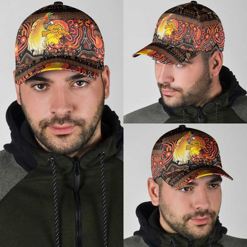 Australia and Papua New Guinea Together Classic Cap Kangaroo Aboriginal Art and Bird-of-paradise with Oro Tribal Motifs - Aussie Hoodie