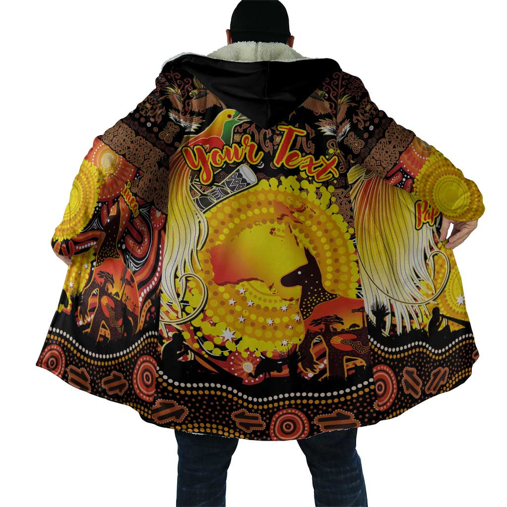 Personalized Australia and Papua New Guinea Together Cloak Kangaroo Aboriginal Art and Bird-of-paradise Oro Tribal Motifs - Aussie Hoodie