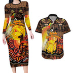 Personalized Australia and Papua New Guinea Together Couples Matching Long Sleeve Bodycon Dress and Hawaiian Shirt Kangaroo Aboriginal Art and Bird-of-paradise Oro Tribal Motifs - Aussie Hoodie