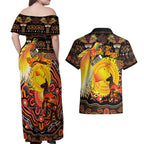 Personalized Australia and Papua New Guinea Together Couples Matching Off Shoulder Maxi Dress and Hawaiian Shirt Kangaroo Aboriginal Art and Bird-of-paradise Oro Tribal Motifs - Aussie Hoodie