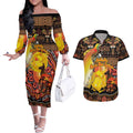 Personalized Australia and Papua New Guinea Together Couples Matching Off The Shoulder Long Sleeve Dress and Hawaiian Shirt Kangaroo Aboriginal Art and Bird-of-paradise Oro Tribal Motifs - Aussie Hoodie
