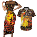Personalized Australia and Papua New Guinea Together Couples Matching Short Sleeve Bodycon Dress and Hawaiian Shirt Kangaroo Aboriginal Art and Bird-of-paradise Oro Tribal Motifs - Aussie Hoodie