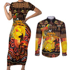Personalized Australia and Papua New Guinea Together Couples Matching Short Sleeve Bodycon Dress and Long Sleeve Button Shirt Kangaroo Aboriginal Art and Bird-of-paradise Oro Tribal Motifs - Aussie Hoodie
