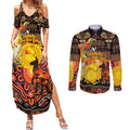 Personalized Australia and Papua New Guinea Together Couples Matching Summer Maxi Dress and Long Sleeve Button Shirt Kangaroo Aboriginal Art and Bird-of-paradise Oro Tribal Motifs - Aussie Hoodie