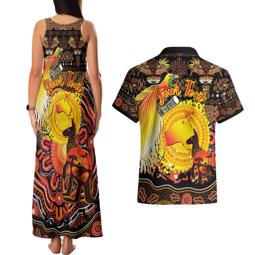Personalized Australia and Papua New Guinea Together Couples Matching Tank Maxi Dress and Hawaiian Shirt Kangaroo Aboriginal Art and Bird-of-paradise Oro Tribal Motifs - Aussie Hoodie