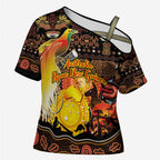Personalized Australia and Papua New Guinea Together Cross Shoulder Shirt Kangaroo Aboriginal Art and Bird-of-paradise Oro Tribal Motifs - Aussie Hoodie