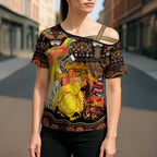 Personalized Australia and Papua New Guinea Together Cross Shoulder Shirt Kangaroo Aboriginal Art and Bird-of-paradise Oro Tribal Motifs - Aussie Hoodie