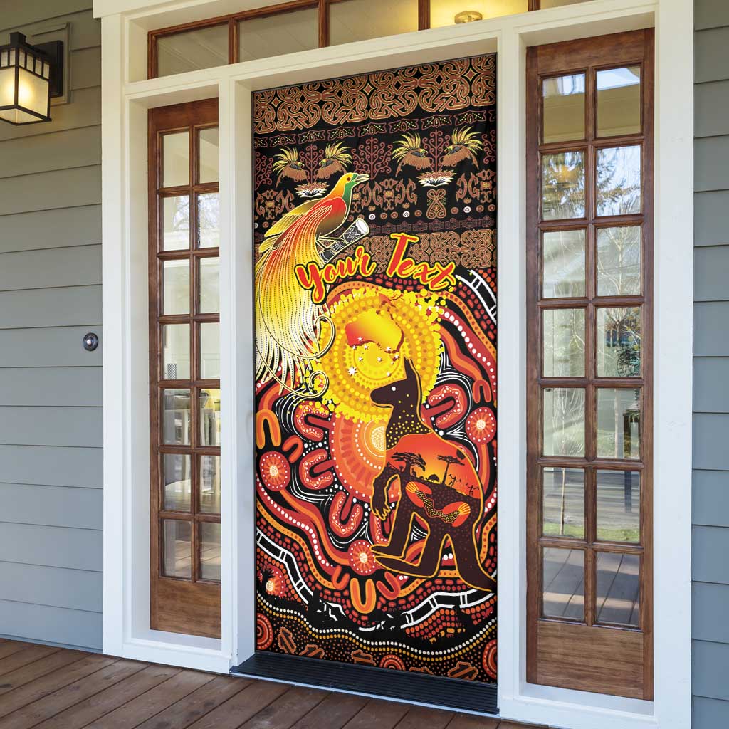 Personalized Australia and Papua New Guinea Together Door Cover Kangaroo Aboriginal Art and Bird-of-paradise Oro Tribal Motifs - Aussie Hoodie