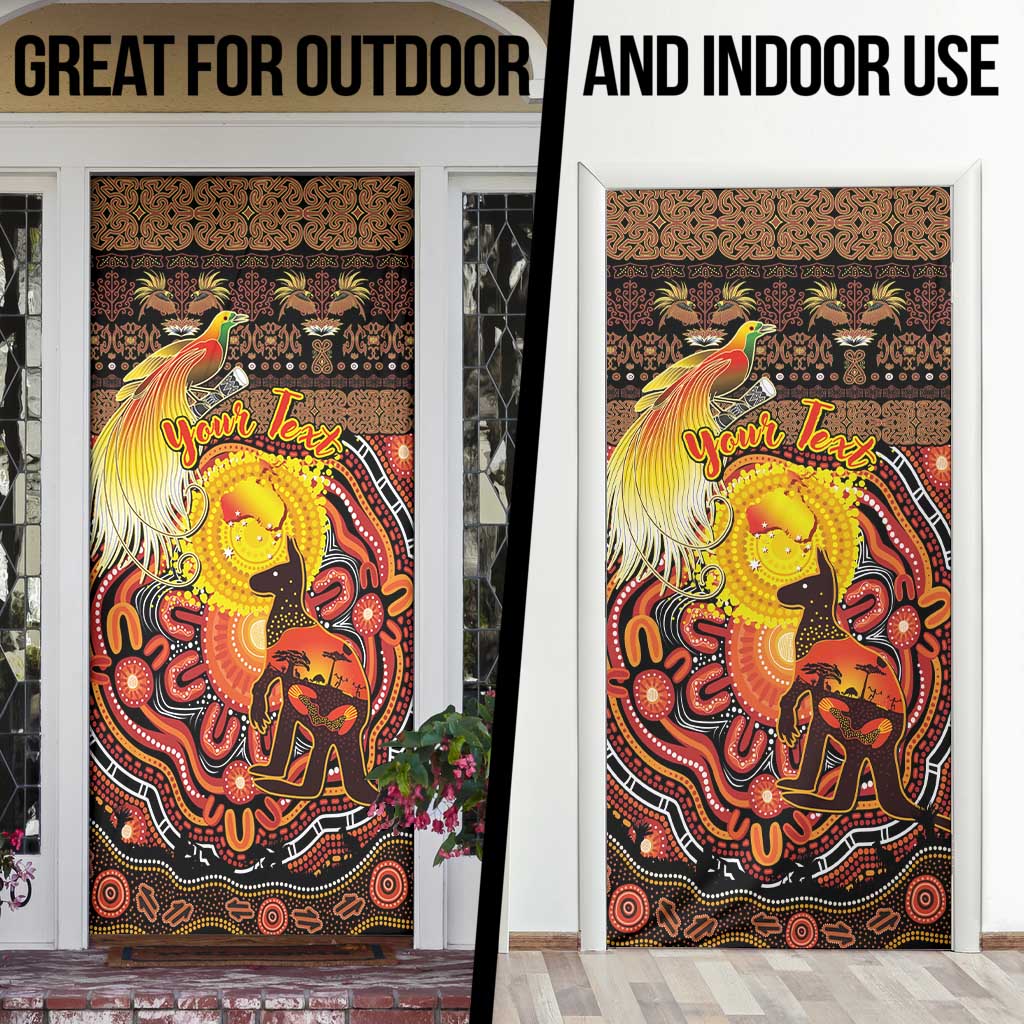 Personalized Australia and Papua New Guinea Together Door Cover Kangaroo Aboriginal Art and Bird-of-paradise Oro Tribal Motifs - Aussie Hoodie