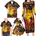 Personalized Australia and Papua New Guinea Together Family Matching Long Sleeve Bodycon Dress and Hawaiian Shirt Kangaroo Aboriginal Art and Bird-of-paradise Oro Tribal Motifs - Aussie Hoodie