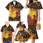 Personalized Australia and Papua New Guinea Together Family Matching Mermaid Dress and Hawaiian Shirt Kangaroo Aboriginal Art and Bird-of-paradise Oro Tribal Motifs - Aussie Hoodie