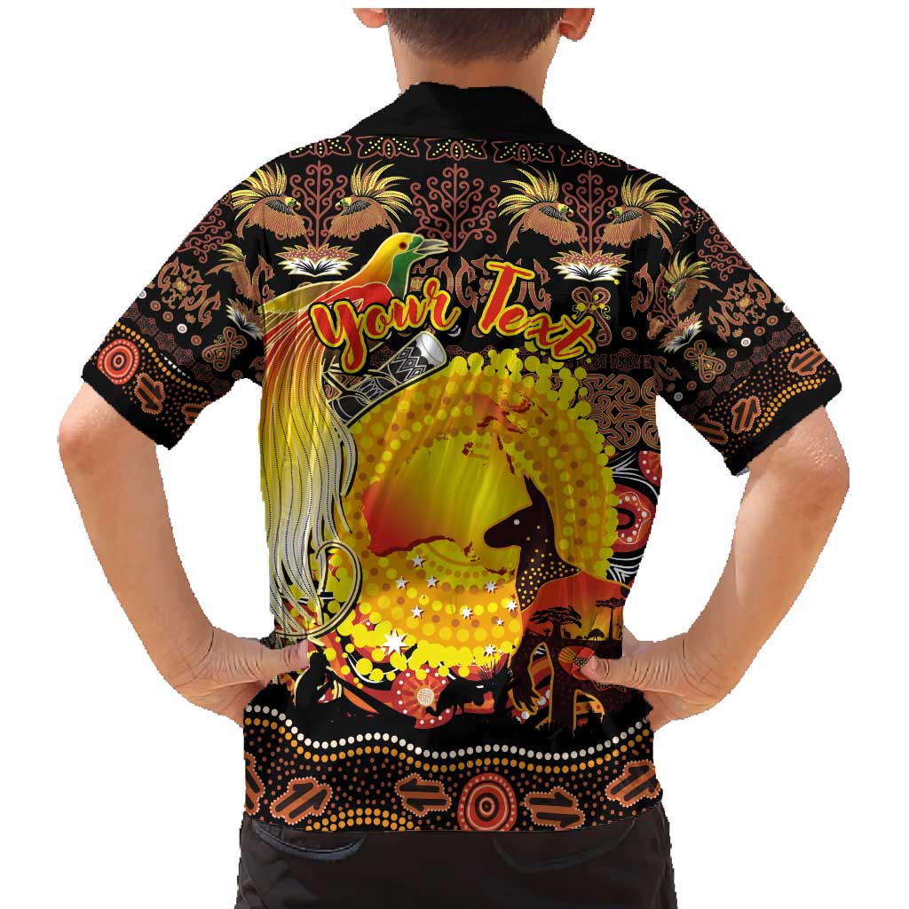 Personalized Australia and Papua New Guinea Together Family Matching Mermaid Dress and Hawaiian Shirt Kangaroo Aboriginal Art and Bird-of-paradise Oro Tribal Motifs - Aussie Hoodie
