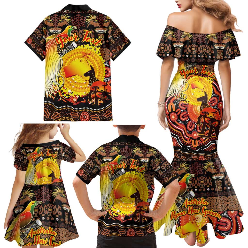 Personalized Australia and Papua New Guinea Together Family Matching Mermaid Dress and Hawaiian Shirt Kangaroo Aboriginal Art and Bird-of-paradise Oro Tribal Motifs - Aussie Hoodie