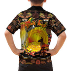 Personalized Australia and Papua New Guinea Together Family Matching Off The Shoulder Long Sleeve Dress and Hawaiian Shirt Kangaroo Aboriginal Art and Bird-of-paradise Oro Tribal Motifs - Aussie Hoodie