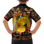 Personalized Australia and Papua New Guinea Together Family Matching Off Shoulder Maxi Dress and Hawaiian Shirt Kangaroo Aboriginal Art and Bird-of-paradise Oro Tribal Motifs - Aussie Hoodie