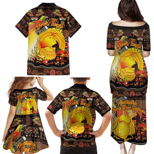 Personalized Australia and Papua New Guinea Together Family Matching Puletasi and Hawaiian Shirt Kangaroo Aboriginal Art and Bird-of-paradise Oro Tribal Motifs - Aussie Hoodie