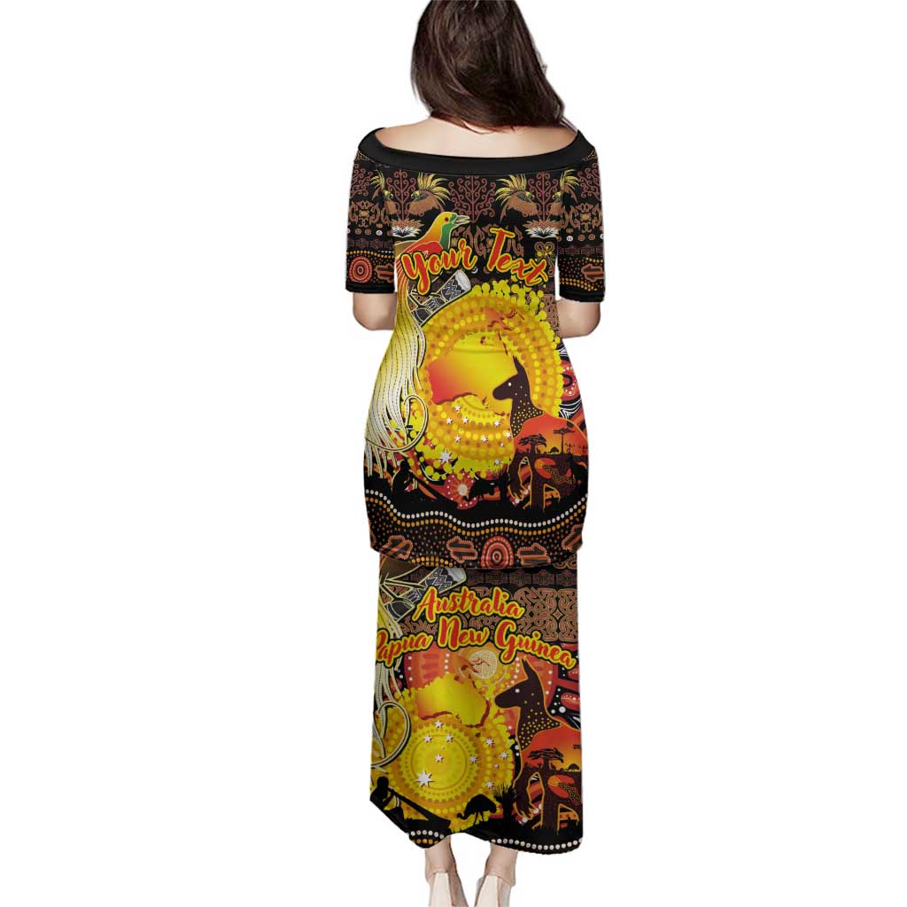 Personalized Australia and Papua New Guinea Together Family Matching Puletasi and Hawaiian Shirt Kangaroo Aboriginal Art and Bird-of-paradise Oro Tribal Motifs - Aussie Hoodie