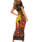 Personalized Australia and Papua New Guinea Together Family Matching Short Sleeve Bodycon Dress and Hawaiian Shirt Kangaroo Aboriginal Art and Bird-of-paradise Oro Tribal Motifs - Aussie Hoodie