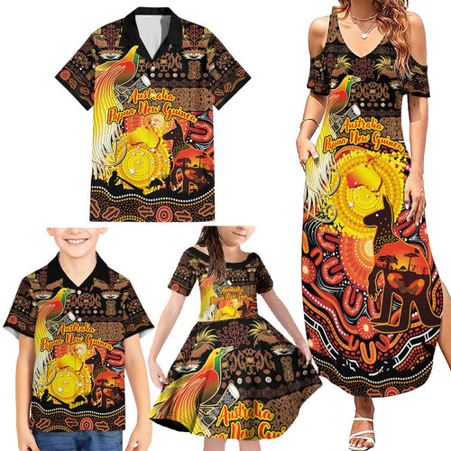Personalized Australia and Papua New Guinea Together Family Matching Summer Maxi Dress and Hawaiian Shirt Kangaroo Aboriginal Art and Bird-of-paradise Oro Tribal Motifs - Aussie Hoodie