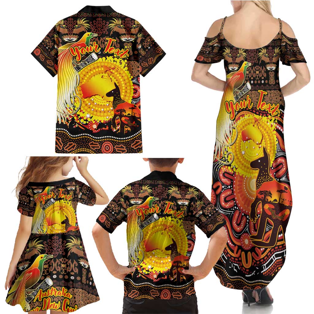 Personalized Australia and Papua New Guinea Together Family Matching Summer Maxi Dress and Hawaiian Shirt Kangaroo Aboriginal Art and Bird-of-paradise Oro Tribal Motifs - Aussie Hoodie
