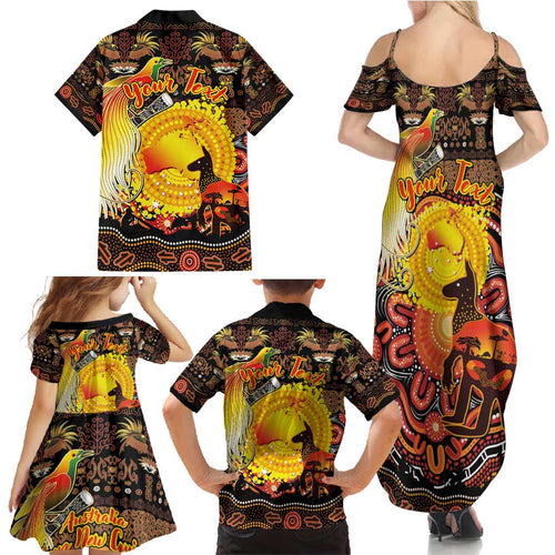 Personalized Australia and Papua New Guinea Together Family Matching Summer Maxi Dress and Hawaiian Shirt Kangaroo Aboriginal Art and Bird-of-paradise Oro Tribal Motifs - Aussie Hoodie
