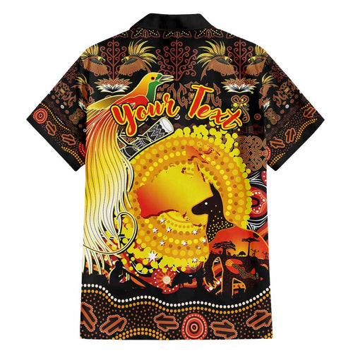 Personalized Australia and Papua New Guinea Together Family Matching Summer Maxi Dress and Hawaiian Shirt Kangaroo Aboriginal Art and Bird-of-paradise Oro Tribal Motifs - Aussie Hoodie