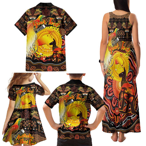 Personalized Australia and Papua New Guinea Together Family Matching Tank Maxi Dress and Hawaiian Shirt Kangaroo Aboriginal Art and Bird-of-paradise Oro Tribal Motifs - Aussie Hoodie
