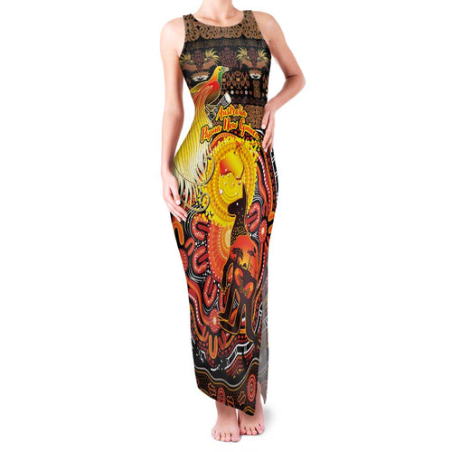 Personalized Australia and Papua New Guinea Together Family Matching Tank Maxi Dress and Hawaiian Shirt Kangaroo Aboriginal Art and Bird-of-paradise Oro Tribal Motifs - Aussie Hoodie