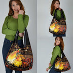 Australia and Papua New Guinea Together Grocery Bag Kangaroo Aboriginal Art and Bird-of-paradise Oro Tribal Motifs - Aussie Hoodie