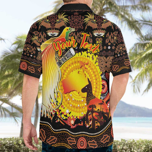 Personalized Australia and Papua New Guinea Together Hawaiian Shirt Kangaroo Aboriginal Art and Bird-of-paradise Oro Tribal Motifs - Aussie Hoodie