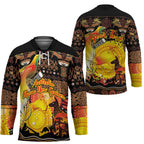 Personalized Australia and Papua New Guinea Together Hockey Jersey Kangaroo Aboriginal Art and Bird-of-paradise Oro Tribal Motifs - Aussie Hoodie