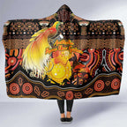 Australia and Papua New Guinea Together Hooded Blanket Kangaroo Aboriginal Art and Bird-of-paradise Oro Tribal Motifs - Aussie Hoodie